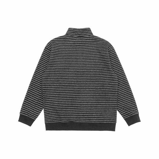 Herren Feinstrick-Halbzip-Pullover mit Stehkragen und feinen Streifen Nord Taschen