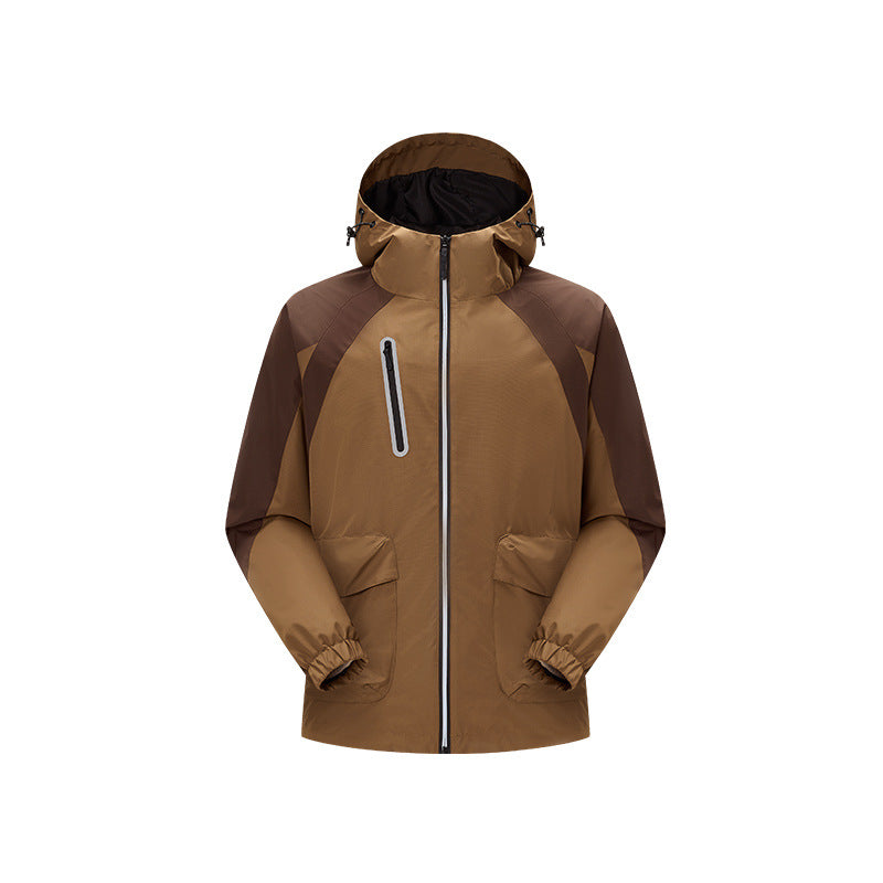 Herren zweilagige technische Regenjacke mit verstellbarer Kapuze und verschweißten Nähten Nord Taschen