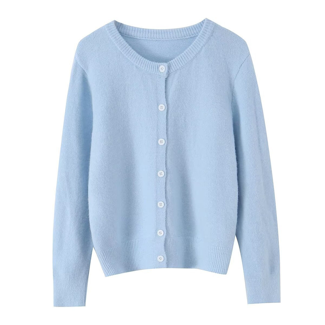 Damen Leichter Feinstrick-Cardigan mit Rundausschnitt, Rippbündchen und Perlmuttknöpfen Nord Taschen
