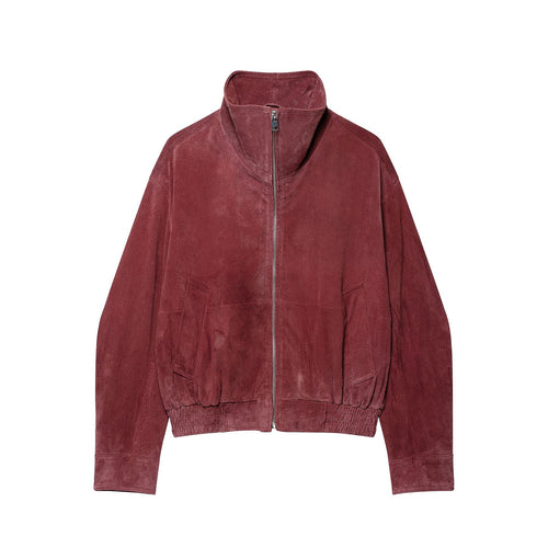 Damen Cropped Velours Bomberjacke mit hohem Stehkragen und Elastikbund Nord Taschen