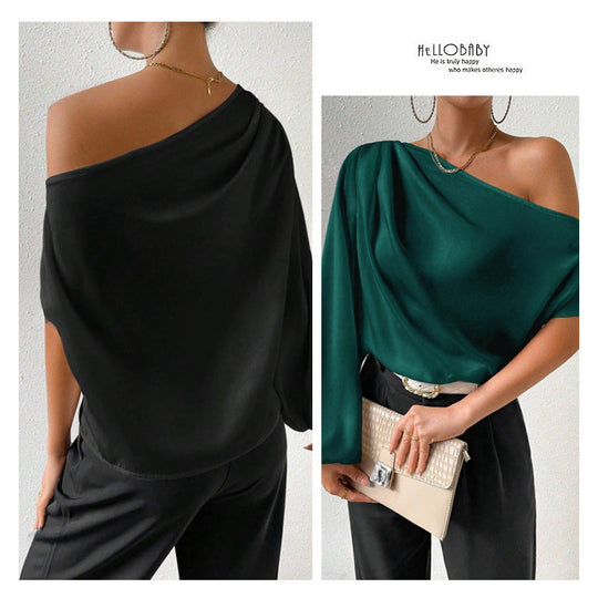 Damen elegante asymmetrische Bluse mit weiten Ärmel - Vittorelli