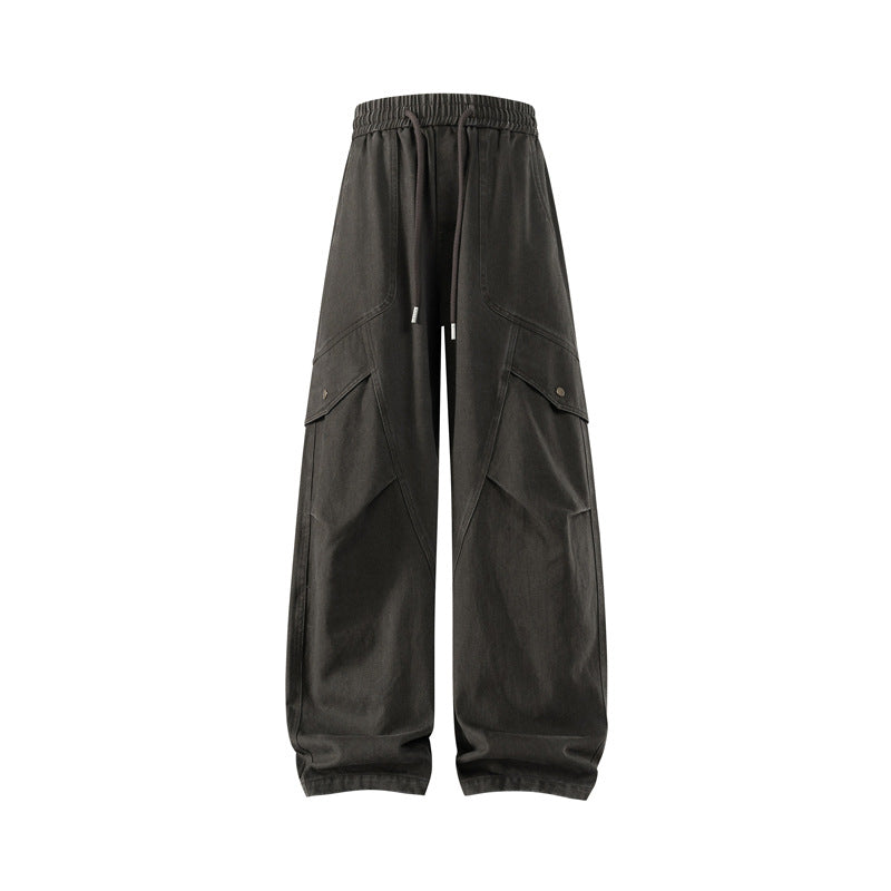 Herren weite Utility-Cargo-Hose mit Tunnelzugbund und großen Klappentaschen Nord Taschen