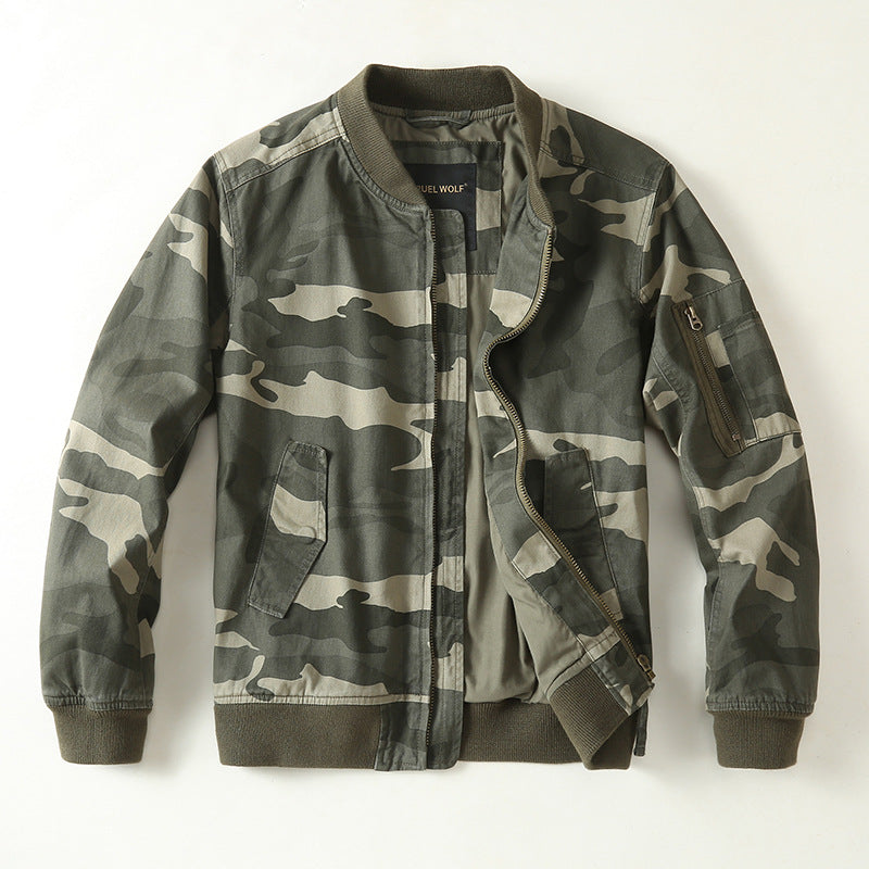 Herren Bomberjacke im Military-Camouflage mit Reißverschluss, Rippbündchen und Ärmeltasche Nord Taschen