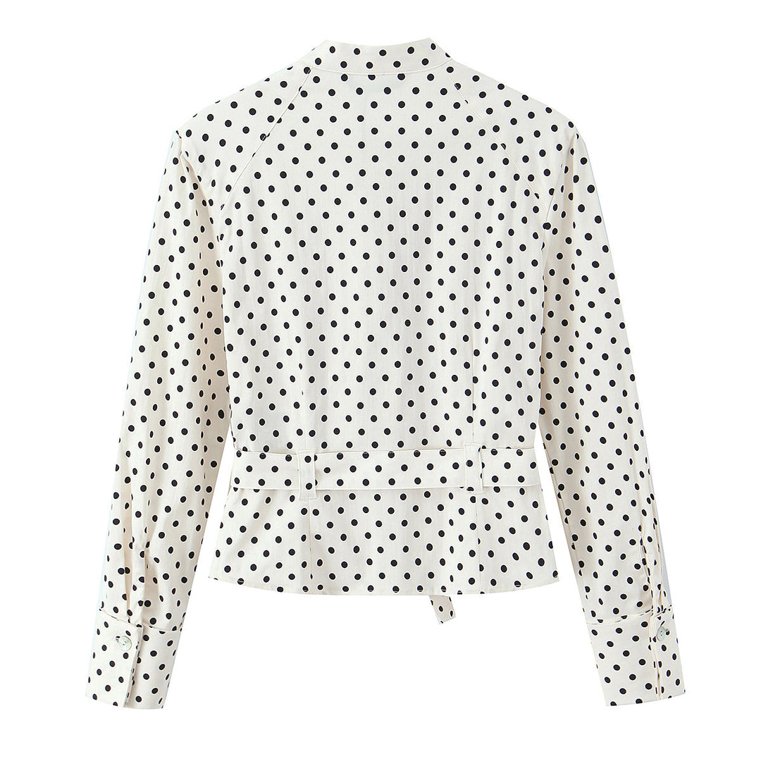 Damen Cropped-Palazzohose mit hoher Taille, weitem Bein und Punktemuster Nord Taschen