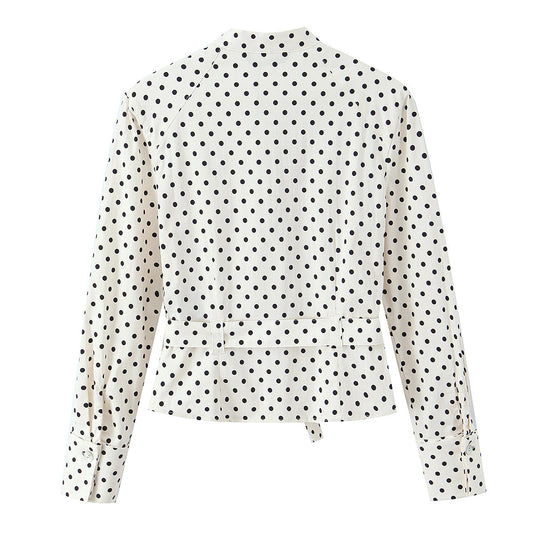 Damen Cropped-Palazzohose mit hoher Taille, weitem Bein und Punktemuster Nord Taschen