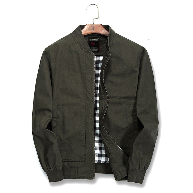 Herren leichte Canvas-Bomberjacke mit kariertem Innenfutter Nord Taschen