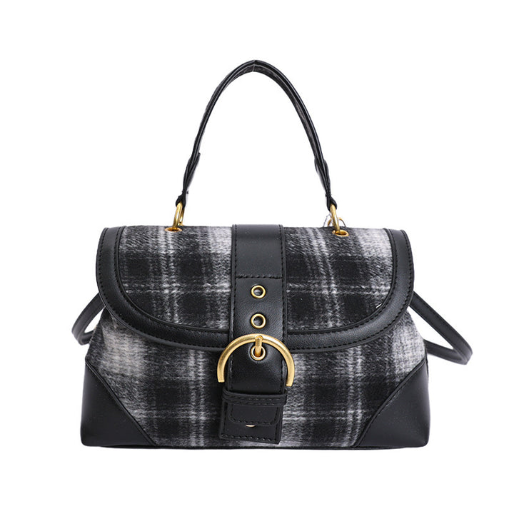 Damen Handtasche mit modernem Karomuster und elegantem Verschluss Nord Taschen