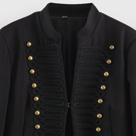Damen Kurzblazer im Marschall-Look mit Kordelornament und Messingknöpfen Nord Taschen