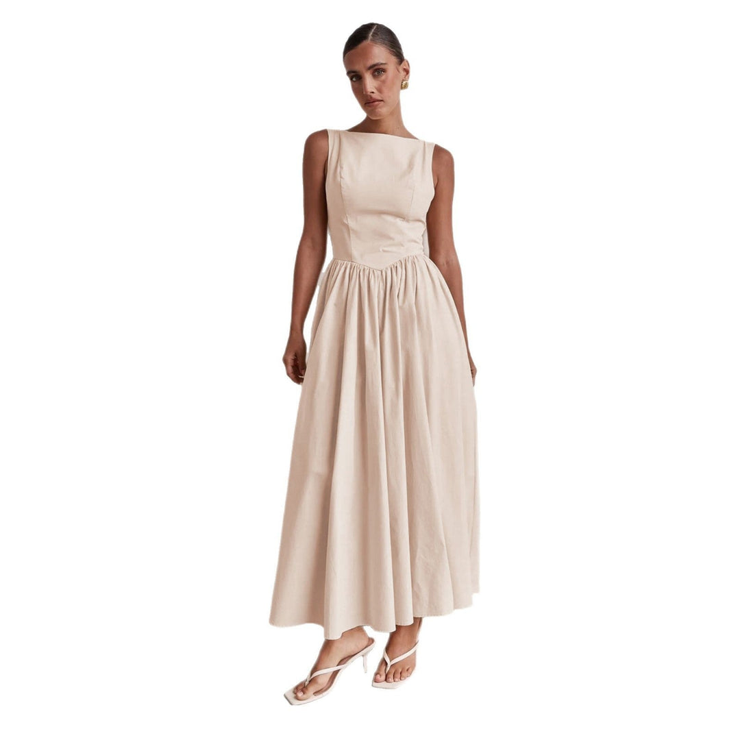 Damen Elegantes Maxi-Kleid mit breitem Rockansatz und taillierter Passform