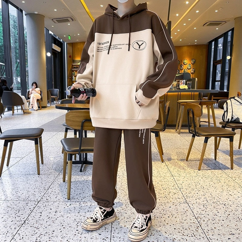 Herren Oversize-Trainingsset mit Block-Design Hoodie und konischer Jogginghose Nord Taschen