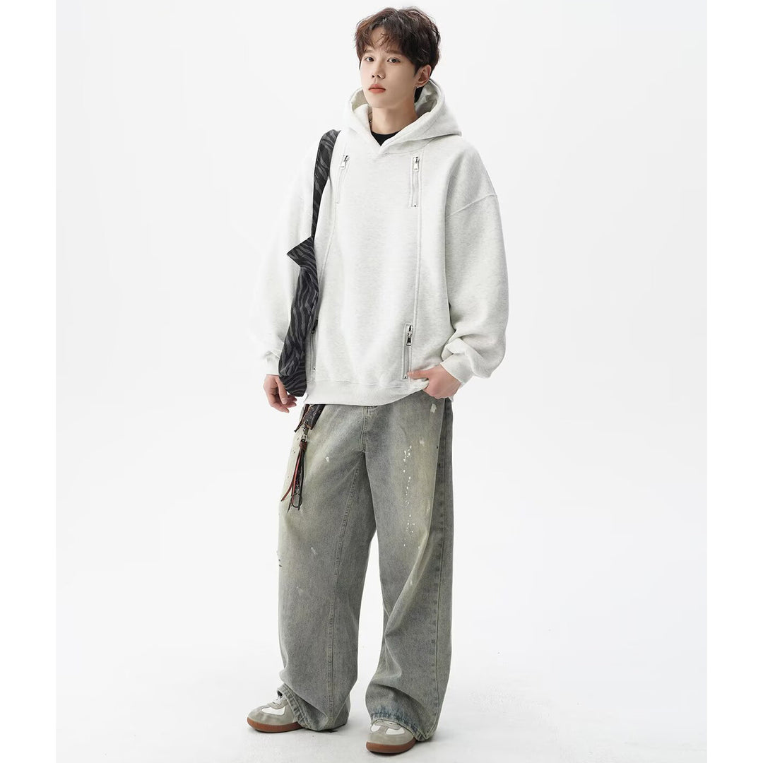 Herren Urbaner Oversized Hoodie mit Reißverschlüssen Nord Taschen