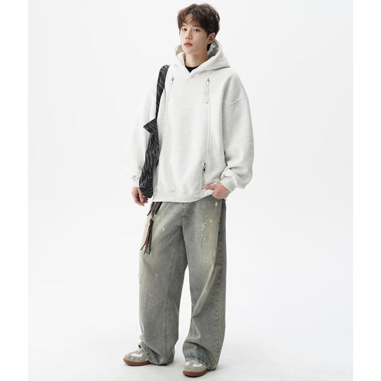 Herren Urbaner Oversized Hoodie mit Reißverschlüssen Nord Taschen