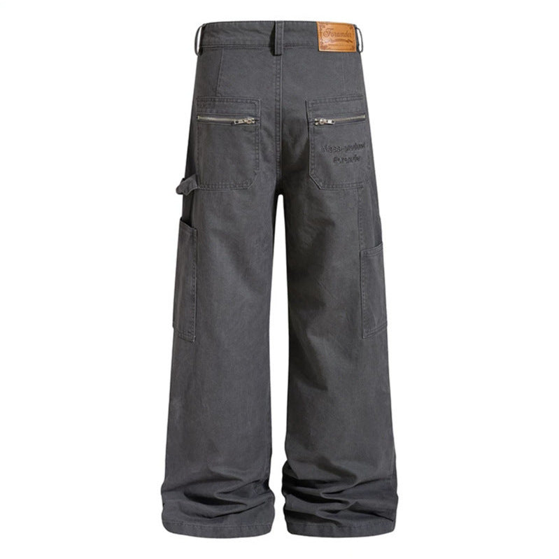 Damen Weite Cargo-Palazzo-Hose mit Utility-Taschen, hohem Bund und lässigem Culotte-Schnitt Nord Taschen