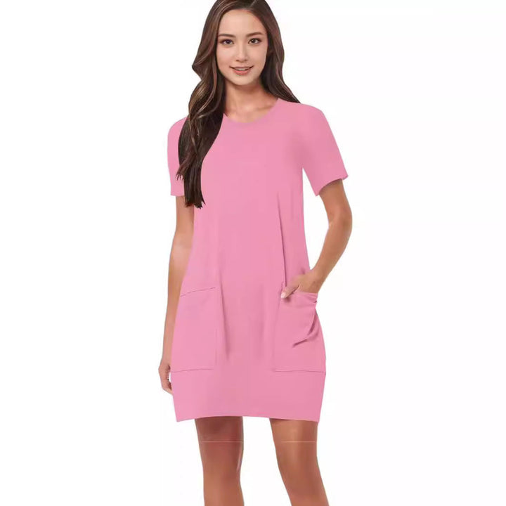 Damen lässiges T-Shirt-Kleid mit praktischen Taschen