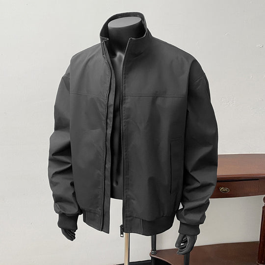 Herren Minimalistische Bomberjacke mit hohem Stehkragen und Zwei-Wege-Reißverschluss Nord Taschen