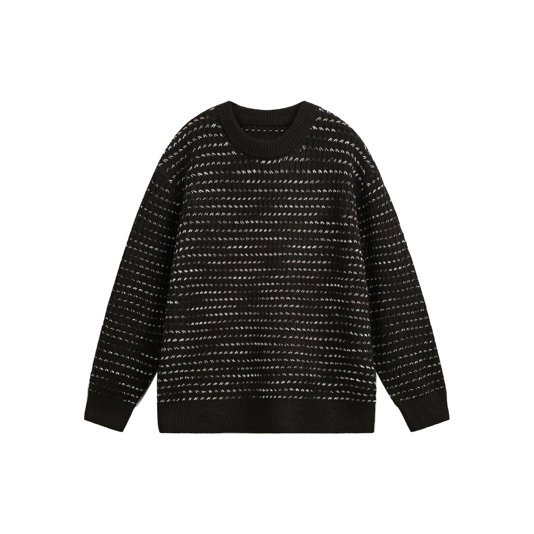 Damen Grobgestrickter Oversize-Pullover mit Rundhalsausschnitt und Strukturstreifen Nord Taschen