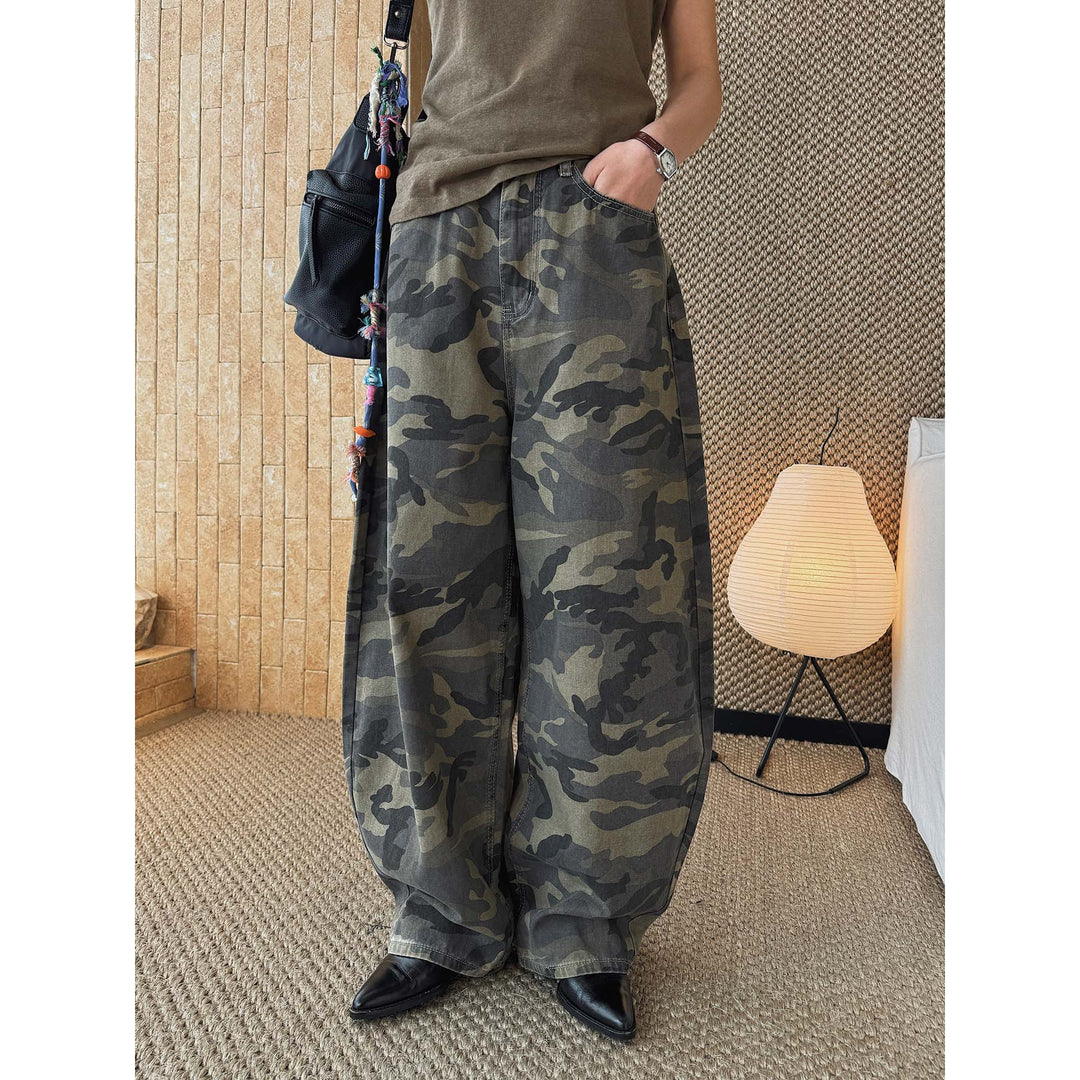 Damen Weite Cargohose im Camouflage‑Baggy‑Stil Nord Taschen