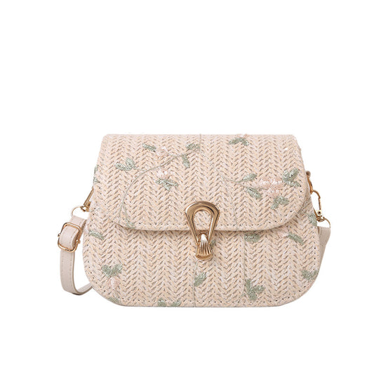 Damen Umhängetasche mit floralen Stickereien und hochwertigem geflochtenem Design Nord Taschen