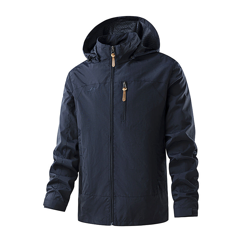 Herren Ultraleichte Outdoor-Kapuzenjacke mit Mesh-Innenfutter, Brustreißverschluss und verstellbaren Bündchen Nord Taschen