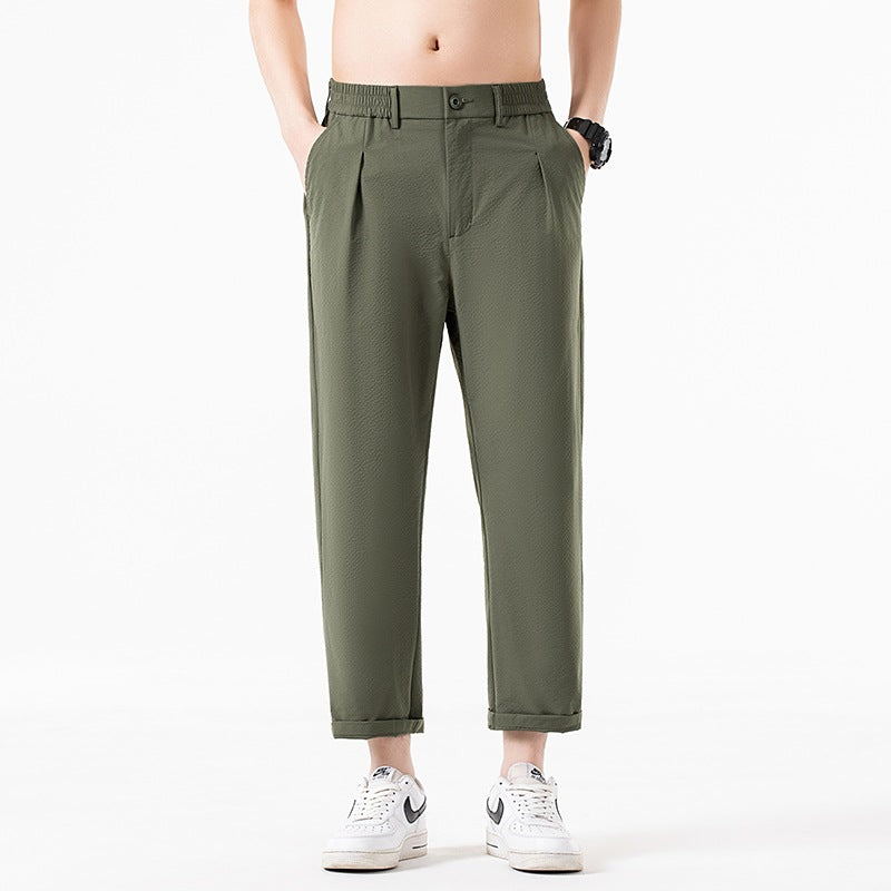 Herren Cropped-Hose mit weitem Bein, halb-elastischem Bund und Bügelfalte Nord Taschen