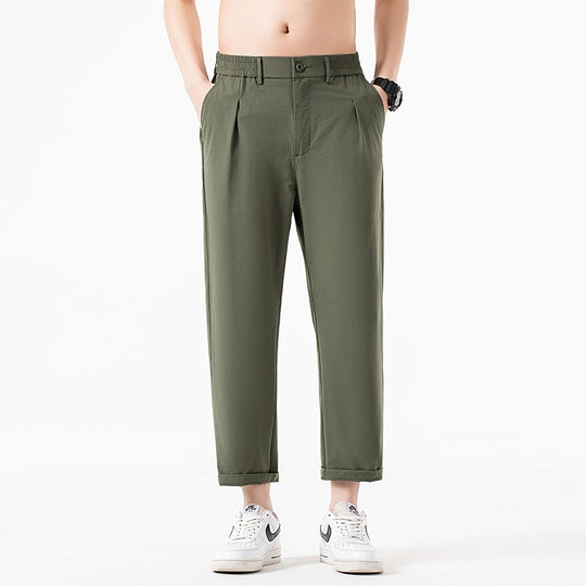 Herren Cropped-Hose mit weitem Bein, halb-elastischem Bund und Bügelfalte Nord Taschen