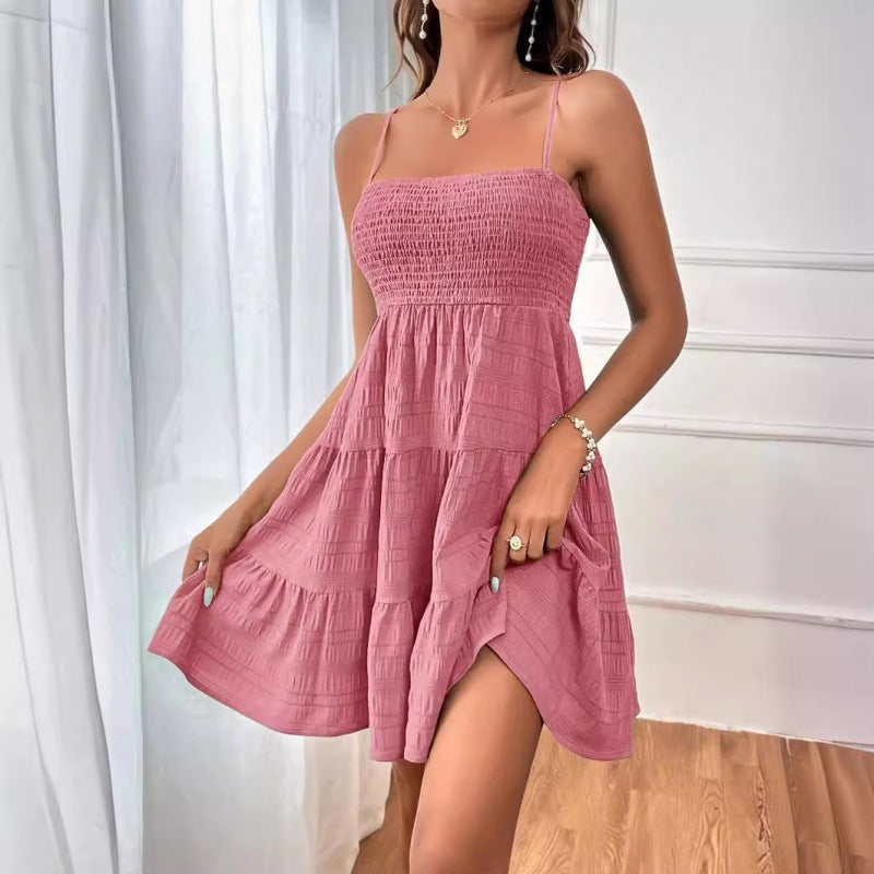 Damen luftiges Sommerkleid mit legerem Schnitt und eleganten Spaghetti-Trägern
