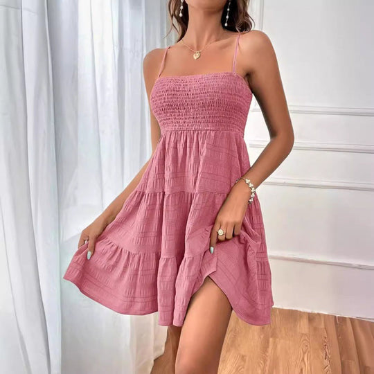 Damen luftiges Sommerkleid mit legerem Schnitt und eleganten Spaghetti-Trägern