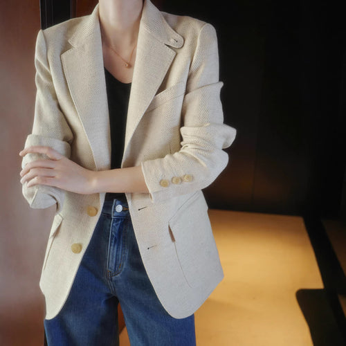 Damen Eleganter Strukturierter Blazer Nord Taschen