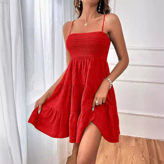 Damen luftiges Sommerkleid mit legerem Schnitt und eleganten Spaghetti-Trägern
