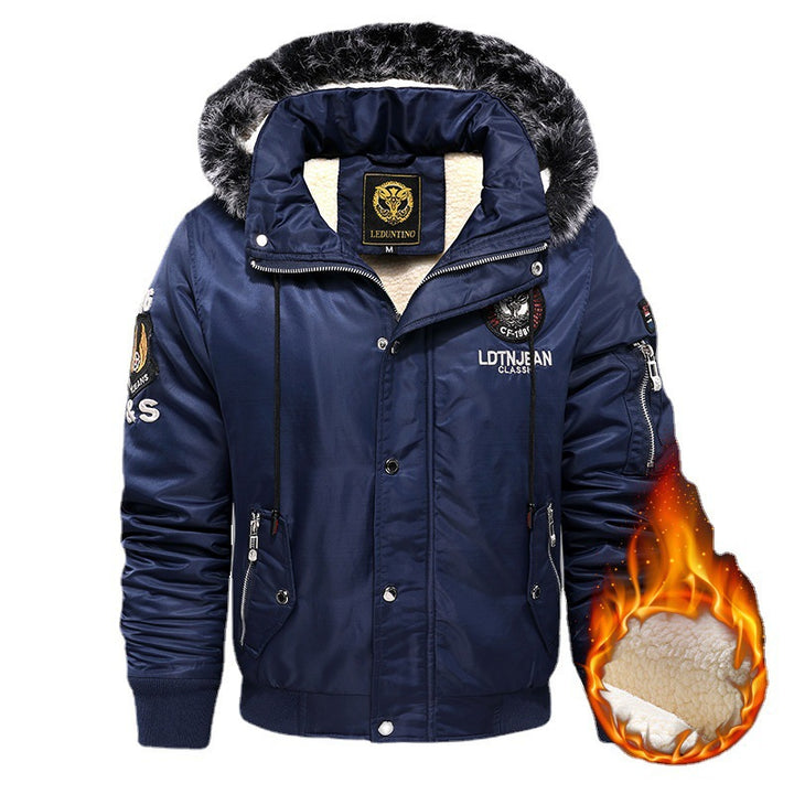 Herren  gefütterte Winterparka mit Teddyfutter, Kunstfellkapuze und multiplen Reißverschlusstaschen Nord Taschen