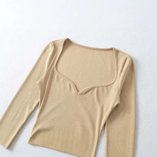 Damen Eng anliegendes Midikleid mit herzförmigem Ausschnitt und langen Ärmeln Nord Taschen