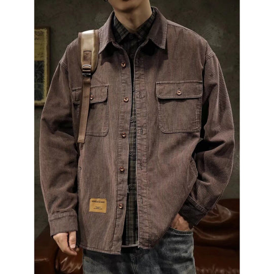 Herren Cord-Überhemdjacke mit aufgesetzten Brusttaschen und entspanntem Oversize-Schnitt Nord Taschen