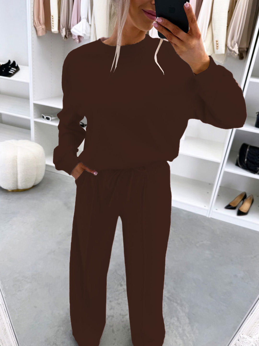 Damen Casual-Loungewear-Set mit Oversize-Batwing-Pullover und weitem Jersey-Hosenbein Nord Taschen