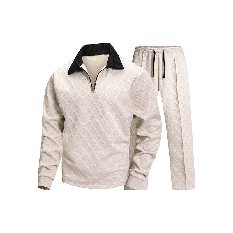 Herren Elegantes gesteppter Lounge-Set mit Halbzip-Kragen & Kordelbund Nord Taschen