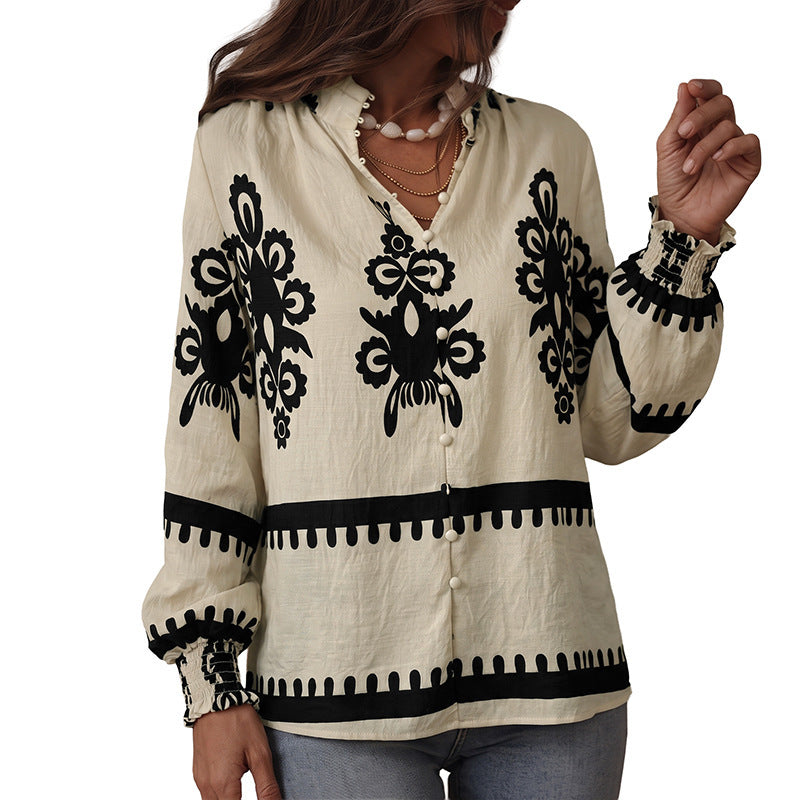 Damen Boho-Chic Bluse Nord Taschen
