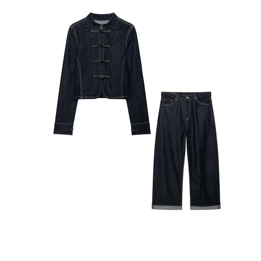 Damen Weitgeschnittene High-Waist-Jeans aus Raw-Denim mit Umschlagsaum Nord Taschen