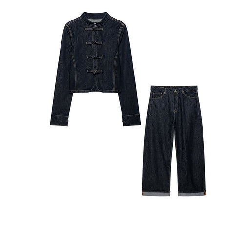 Damen Weitgeschnittene High-Waist-Jeans aus Raw-Denim mit Umschlagsaum Nord Taschen
