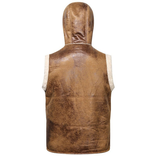 Herren Ärmellose Teddy-gefütterte Kapuzenweste im Shearling‑Look Nord Taschen