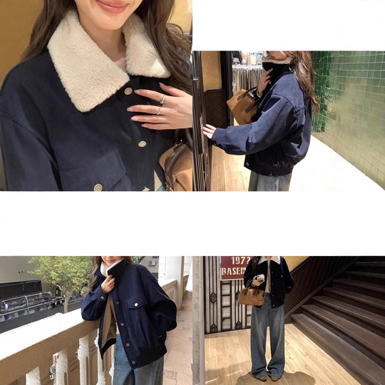 Damen Übergangsjacke mit Kunstfellkragen Nord Taschen
