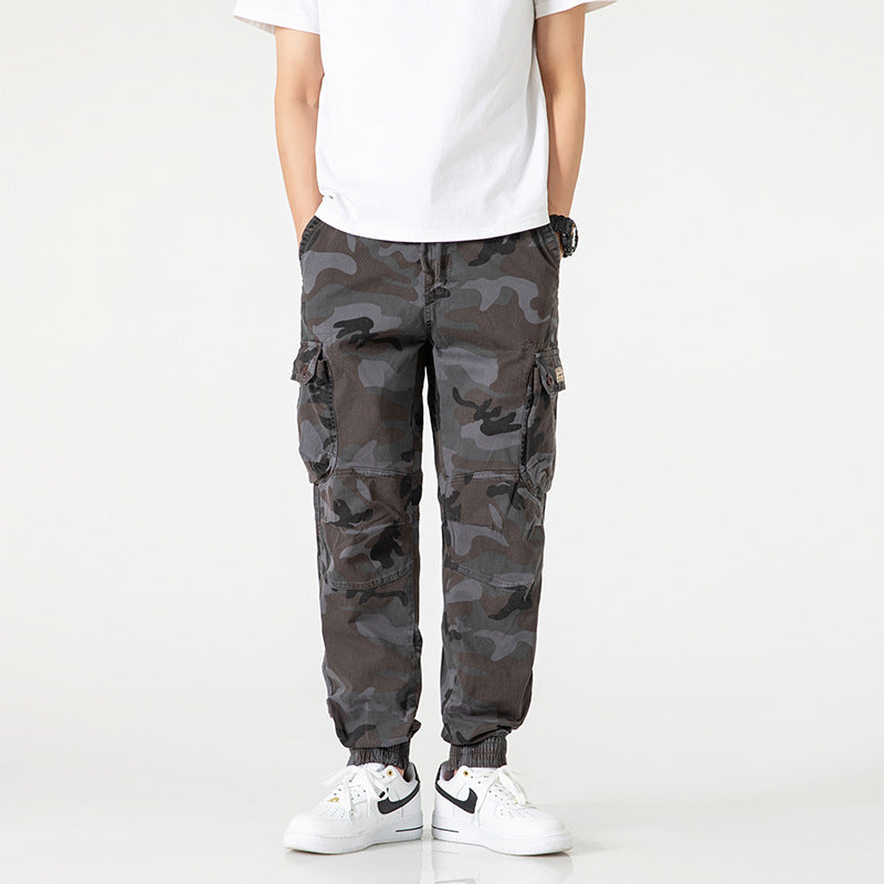 Herren Taktische Cargo‑Jogginghose im Camouflage‑Military‑Look mit Tunnelzugbund, Knieabnähern und Multifachtaschen Nord Taschen