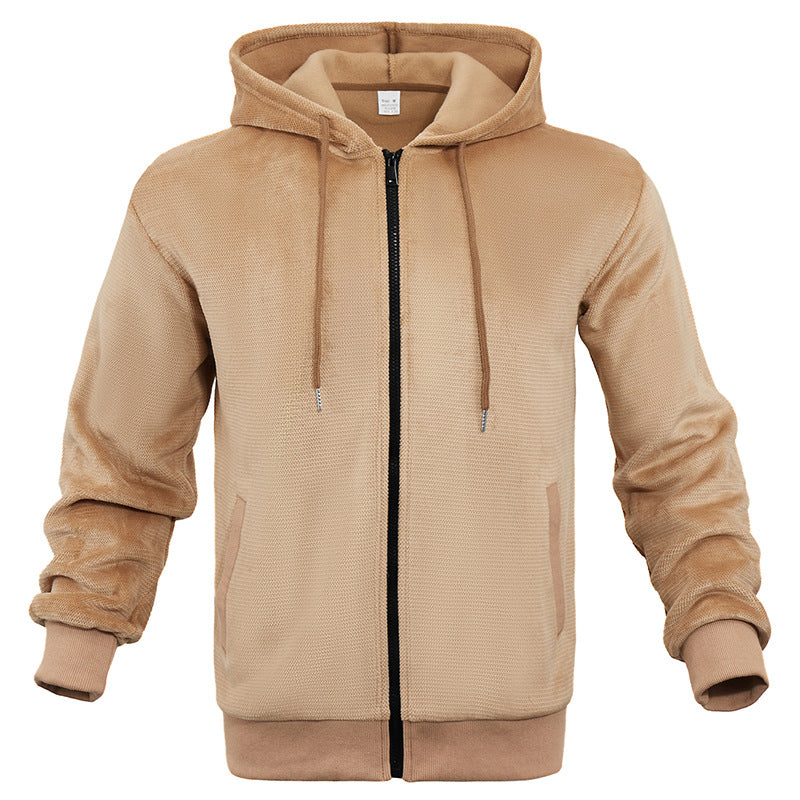 Herren Strukturiertes Kapuzen-Sweatshirt mit Vollzip, Seitentaschen und Rippbündchen Nord Taschen