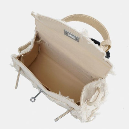 Damen Handtasche aus strukturiertem Stoff mit Perlenakzenten und Kettenriemen Nord Taschen