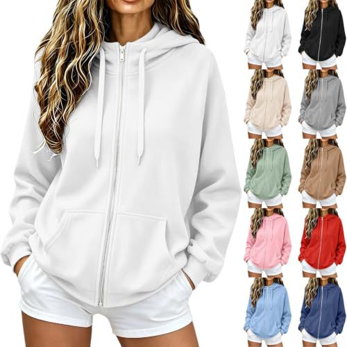 Damen Oversize-Zip-Hoodie aus Microfleece mit Kängurutaschen Nord Taschen