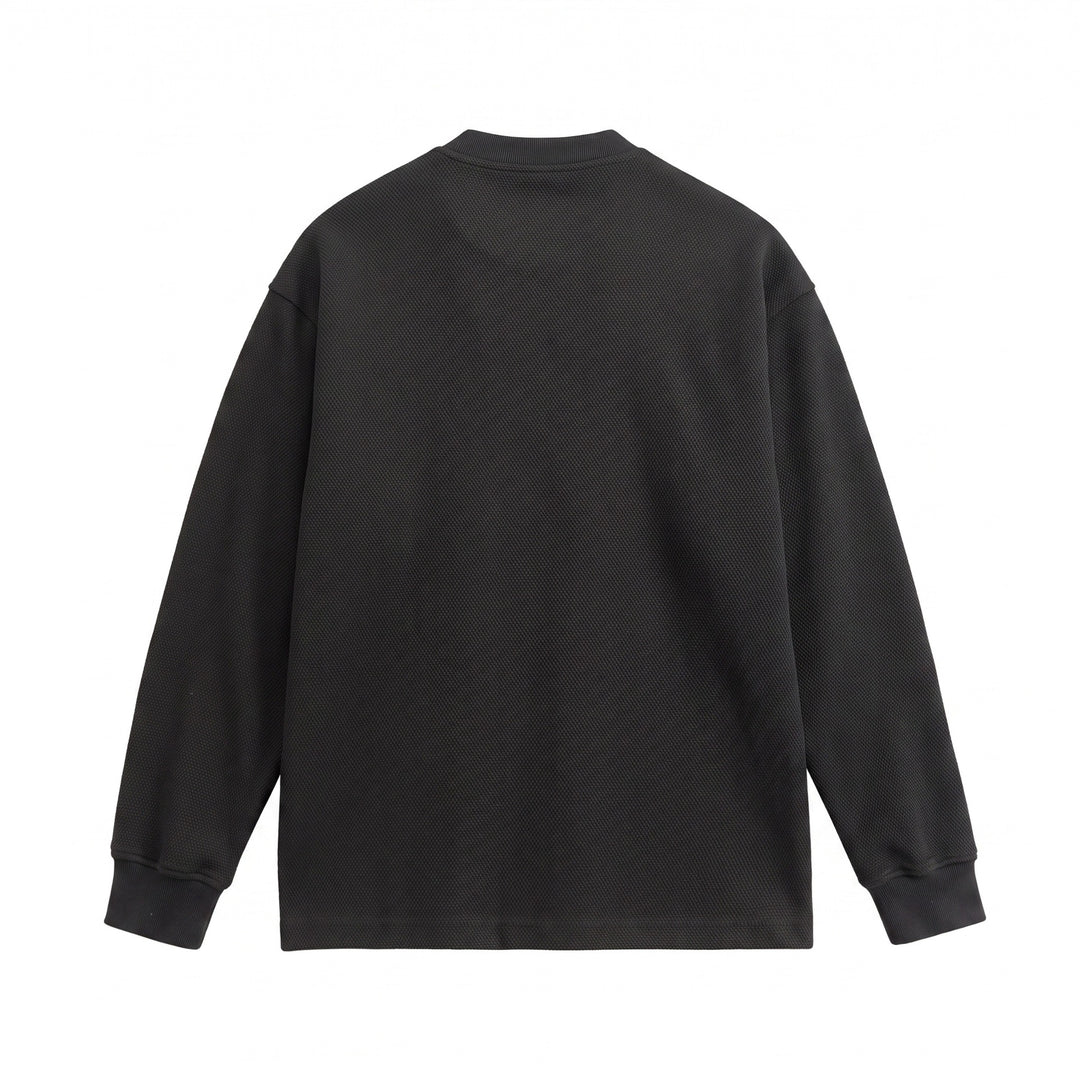 Unisex Strukturierter Henley-Pullover mit Knopfleiste und geripptem Stehkragen Nord Taschen