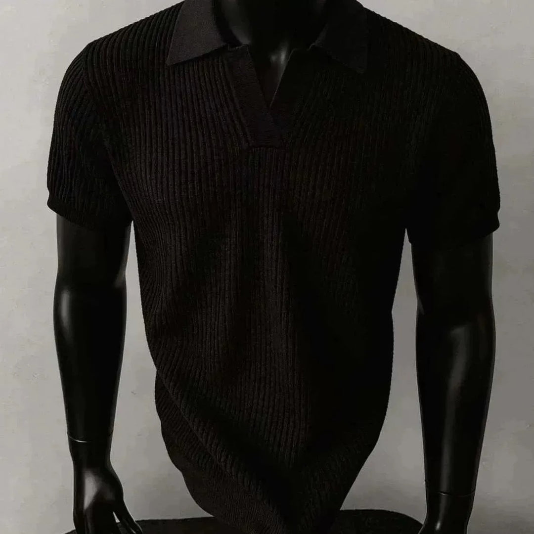 Herren Modisches Strickpoloshirt mit V-Ausschnitt Nord Taschen
