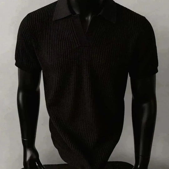 Herren Modisches Strickpoloshirt mit V-Ausschnitt Nord Taschen