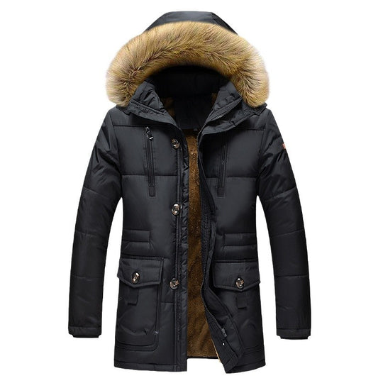 Herren Urbaner Winterparka mit Doppelverschluss, pelzbesetzter Kapuze und multifunktionalen Utility‑Taschen Nord Taschen