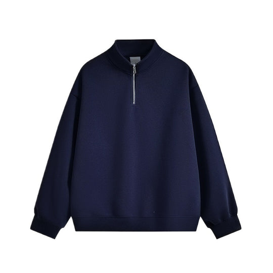 Unisex nan oversized Halbzip-Sweatshirt mit Stehkragen, Rippbündchen und weichem Fleece-Innenfutter Nord Taschen