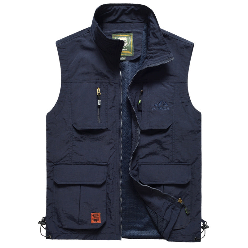 Herren Multifunktionale Outdoor‑Weste mit Mesh‑Futter, Reißverschluss‑Taschen und verstellbarem Saum Nord Taschen