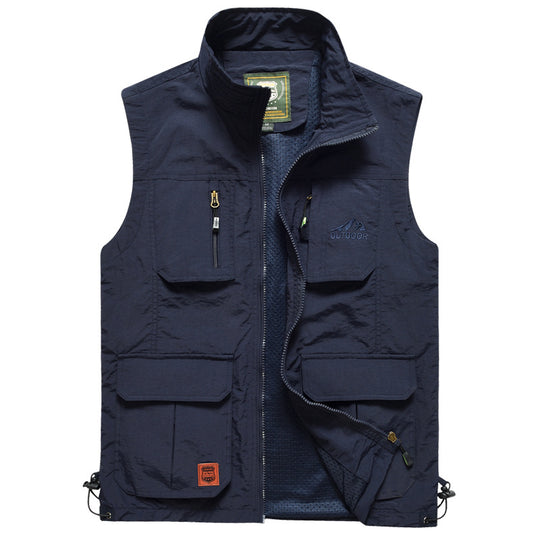 Herren Multifunktionale Outdoor‑Weste mit Mesh‑Futter, Reißverschluss‑Taschen und verstellbarem Saum Nord Taschen